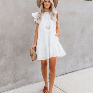 White ruffle baby doll dress